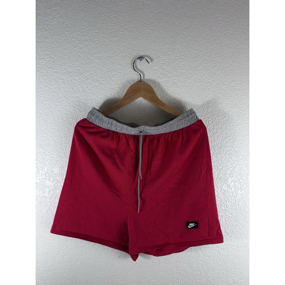 Vintage Nike Shorts Men's Large Red Gray Drawstring Made In USA Cotton